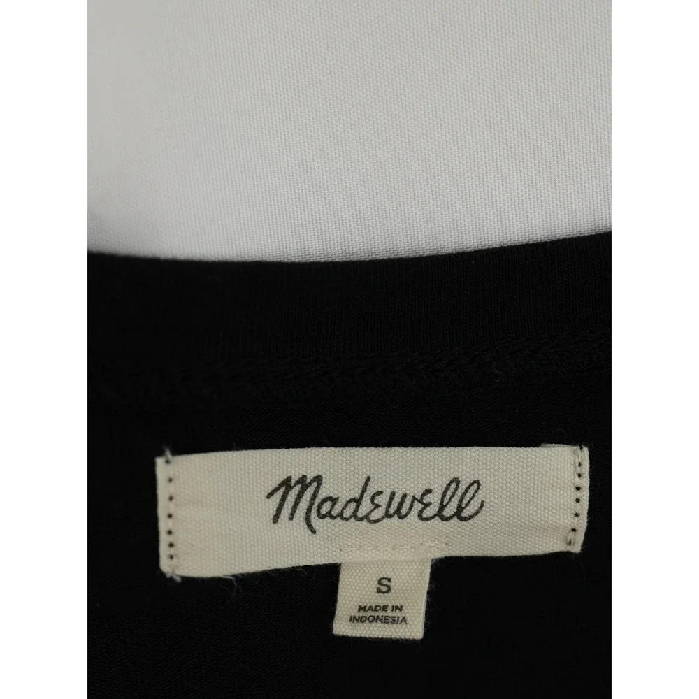 Madewell‎ Women Black Puff Sleeve Sheer Mesh Top Blouse Cotton Blend S
